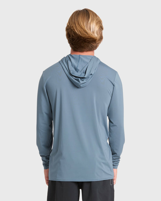 Men's Billabong Arch Mesh Hooded Long Sleeve Surf Tee - China Blue