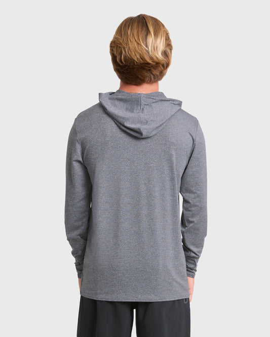 Men's Billabong Arch Mesh Hooded Long Sleeve Surf Tee - Light Gray Heather