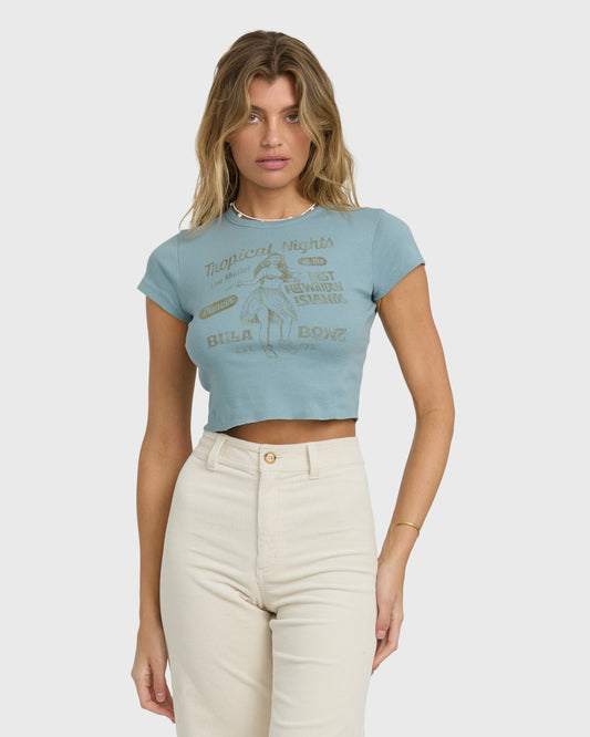 Women's Billabong Pretty Sweet Day Short Sleeve T-Shirt - Mineral Blue