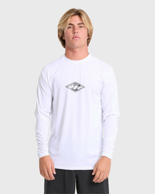 Men's Billabong All Day Wave Long Sleeve Surf Tee - White