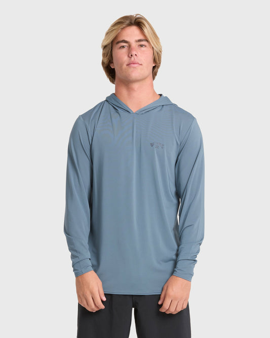 Men's Billabong Arch Mesh Hooded Long Sleeve Surf Tee - China Blue
