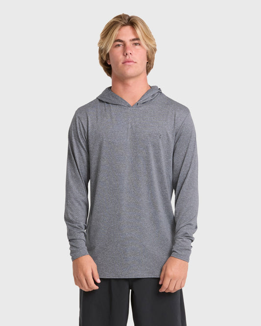 Men's Billabong Arch Mesh Hooded Long Sleeve Surf Tee - Light Gray Heather