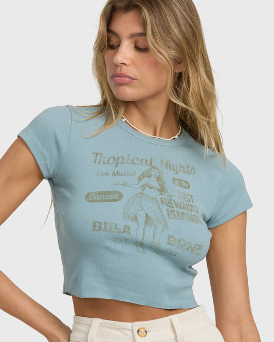 Women's Billabong Pretty Sweet Day Short Sleeve T-Shirt - Mineral Blue